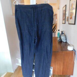 James Perse Black Linen Drawstring Pants Size 4 (XL)